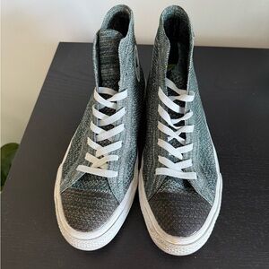 Converse FlyKnit Gray/Green High-Top Sneakers